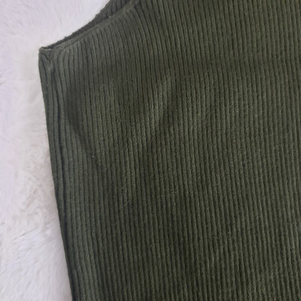Zara Ribbed Knit One Shoulder Bodycon Mini Dress Olive Green Stretchy S - Picture 8 of 8